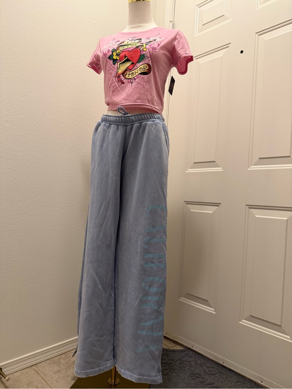 wild fable Light Blue Wide-Leg Kids Sweatpants